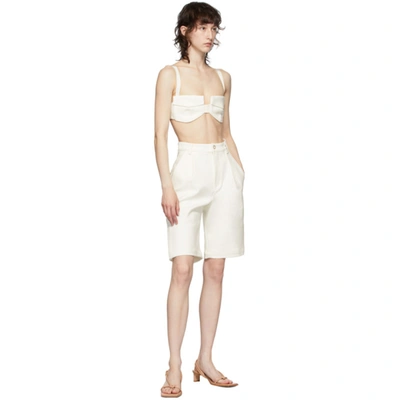 Shop Dion Lee White Vented Pleat Shorts In Ivory