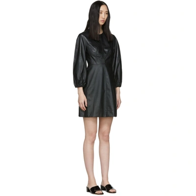 Shop Tibi Black Faux-leather Structured Mini Dress