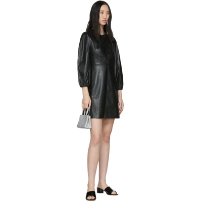 Shop Tibi Black Faux-leather Structured Mini Dress