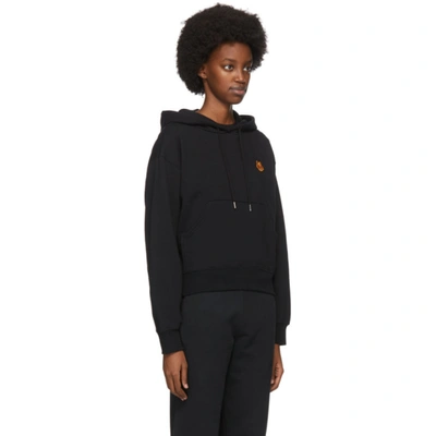 Shop Kenzo Black Boxy Tiger Crest Hoodie In 99 Black