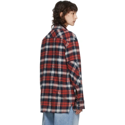 Shop Acne Studios Red & Blue Flannel Patch Shirt In Agx Rednavy