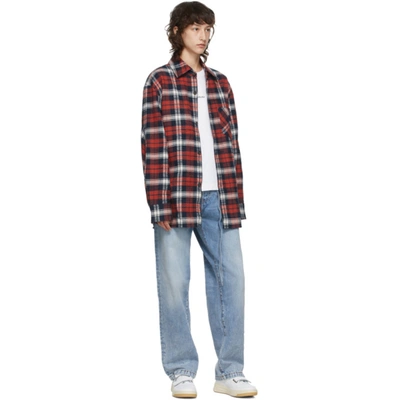 Shop Acne Studios Red & Blue Flannel Patch Shirt In Agx Rednavy