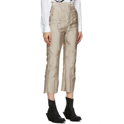 Shop Mm6 Maison Margiela Beige Crushed Taffeta Trousers In 115 Beige