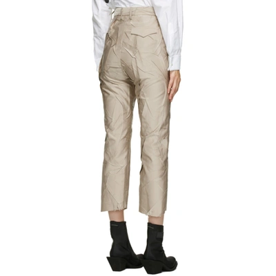 Shop Mm6 Maison Margiela Beige Crushed Taffeta Trousers In 115 Beige