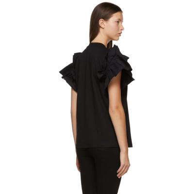 Shop Victoria Victoria Beckham Black Ruffle Sleeve T-shirt