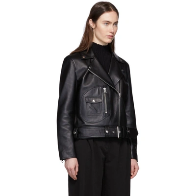 Shop Acne Studios Black Leather Biker Jacket