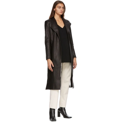 Shop Mackage Black Selena Leather Trench Coat