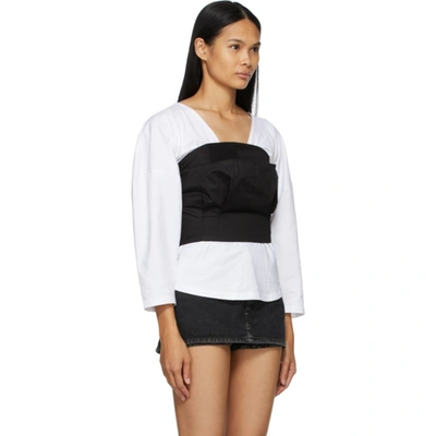 Shop Pushbutton White Double Layered Blouse In White/black