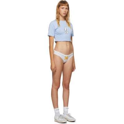 Shop Im Sorry By Petra Collins Ssense Exclusive Blue & White Socks T-shirt & Briefs Set In Blue White