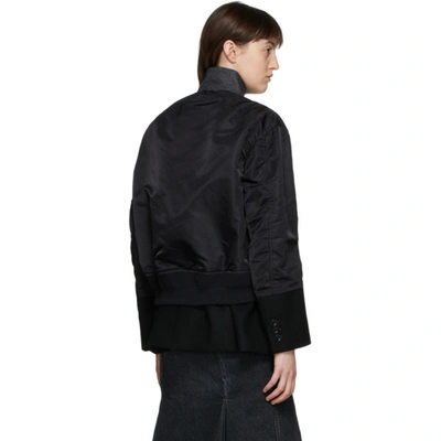 Shop Sacai Black Wool Asymmetric Bomber Jacket In 001 Black