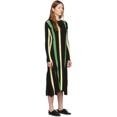 Shop Loewe Black And Yellow Stripe Rib Knit Dress In 8101 Yellow