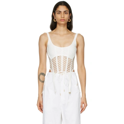 Shop Dion Lee White Crochet Lace Corset