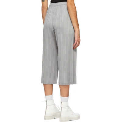 Shop Issey Miyake Pleats Please  Grey Cropped Trousers In 08 Midgrey