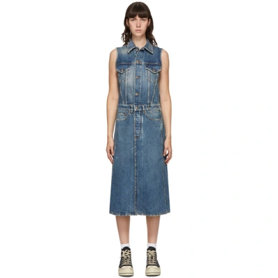 Shop R13 Blue Nico Trucker Coat Dress In Kelly