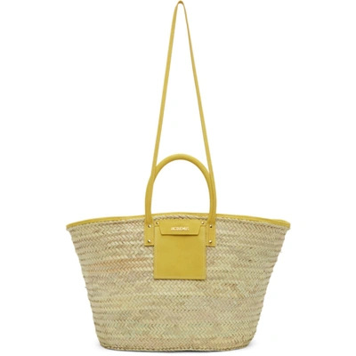 Shop Jacquemus Beige & Yellow 'le Grand Panier Soleil' Tote