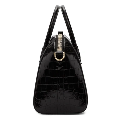 Shop Givenchy Black Croc Small Antigona Bag In 001 Black