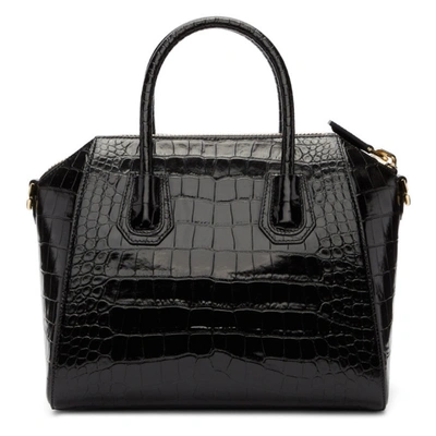 Shop Givenchy Black Croc Small Antigona Bag In 001 Black