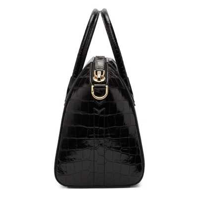 Shop Givenchy Black Croc Small Antigona Bag In 001 Black