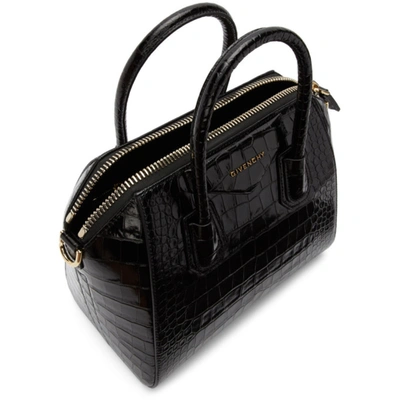 Shop Givenchy Black Croc Small Antigona Bag In 001 Black