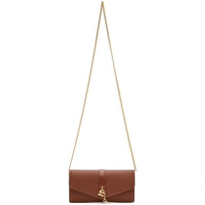 Shop Chloé Brown Aby Chain Wallet Bag In 27s Sepiabr