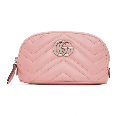 Shop Gucci Pink Small Gg Marmont 2.0 Cosmetic Pouch In 5815 Pink