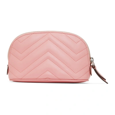 Shop Gucci Pink Small Gg Marmont 2.0 Cosmetic Pouch In 5815 Pink