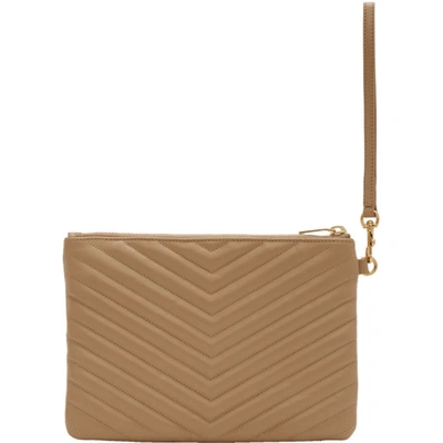 Shop Saint Laurent Beige Monogramme A5 Pouch In 2643 Latte