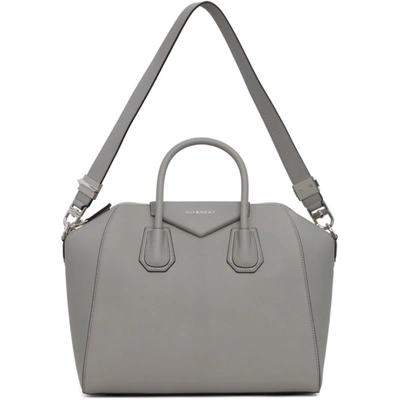 Shop Givenchy Grey Medium Antigona Bag In 058 Pearl
