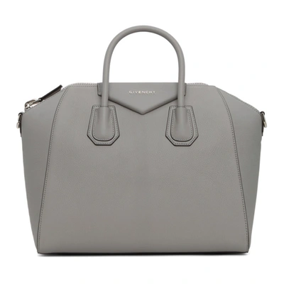 Shop Givenchy Grey Medium Antigona Bag In 058 Pearl