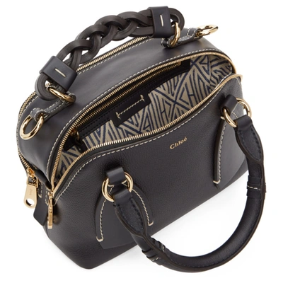 Shop Chloé Black Small Daria Bag In 4d4 Fulblue