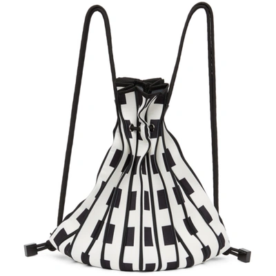 Shop Issey Miyake White & Black Linear Knit Backpack In 01 White