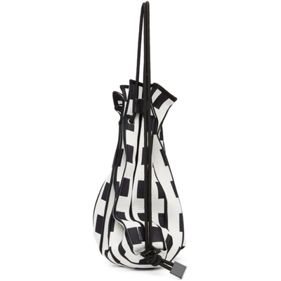 Shop Issey Miyake White & Black Linear Knit Backpack In 01 White