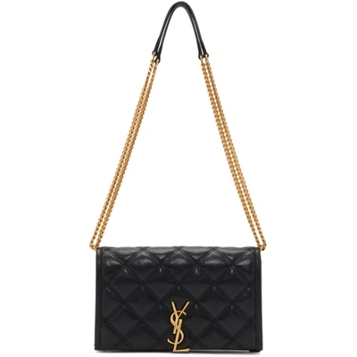 Shop Saint Laurent Black Becky Chain Wallet Bag In 1000 Black