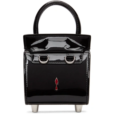 Shop Christian Louboutin Black Patent Nano Paloma Bag In Cm53 Blk/bl