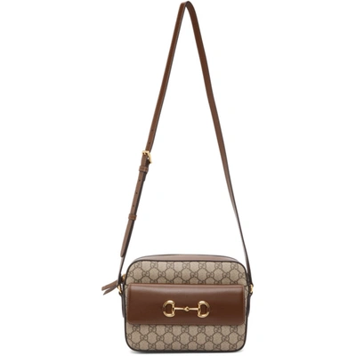 Shop Gucci Beige & Brown Small Gg ' 1955' Horsebit Bag In 8563 Brown Sugar