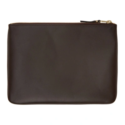 Shop Comme Des Garçons Brown Large Classic Line Zip Pouch