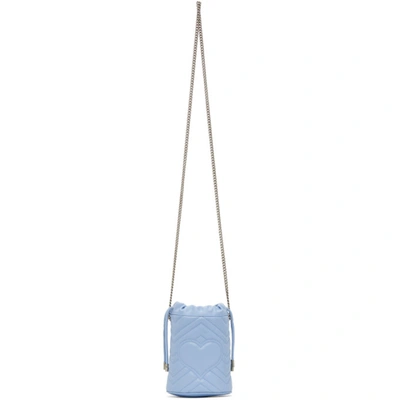 Shop Gucci Blue Mini Gg Marmont 2.0 Bucket Bag In 4928 Lt Blu