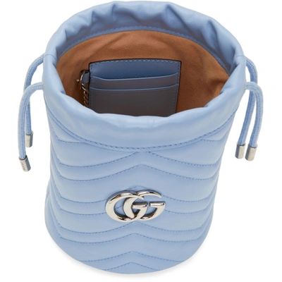 Shop Gucci Blue Mini Gg Marmont 2.0 Bucket Bag In 4928 Lt Blu