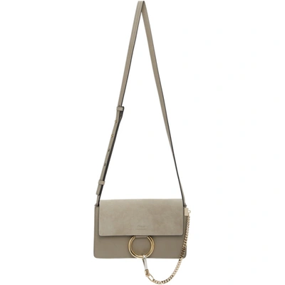 Shop Chloé Taupe Small Faye Bag In 23w Mottygr