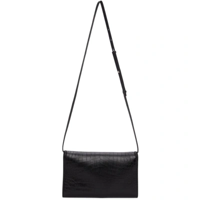 Shop Alexander Mcqueen Black Croc Small Story Bag In 1001 Black