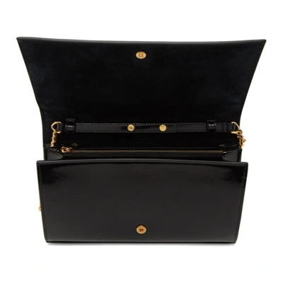 Shop Saint Laurent Black Patent Monogramme Chain Wallet Bag In 1000 Black