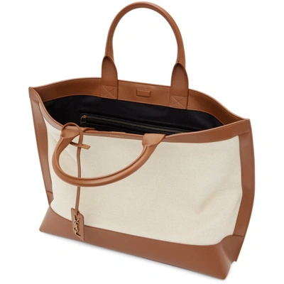 Shop Saint Laurent Beige Shopping Tag Tote In 9093 Raw/br