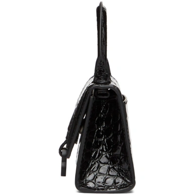 Shop Balenciaga Black Croc Mini Hourglass Bag In 1000 Black