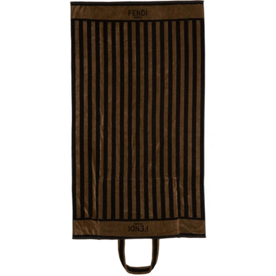 Shop Fendi Brown & Black Convertible Towel Tote In F18oj Bk/br