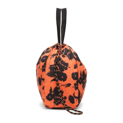 Shop Ganni Orange Recycled Tech Drawstring Tote In 307 Flame