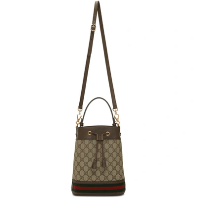 Shop Gucci Beige Gg Supreme Small Ophidia Gg Bucket Bag In 8745 Beige