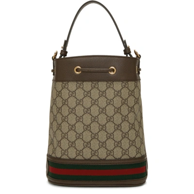 Shop Gucci Beige Gg Supreme Small Ophidia Gg Bucket Bag In 8745 Beige
