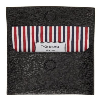 Shop Thom Browne Black Mini Flap Folio Pouch In 001 Black