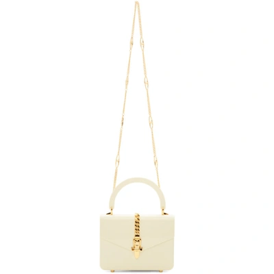 Shop Gucci White Plexiglass Mini Sylvie Top Handle Bag In 9002 Ivory