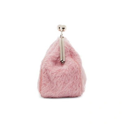 Shop Marina Moscone Pink Alpaca Micro Coin Purse In Lilac